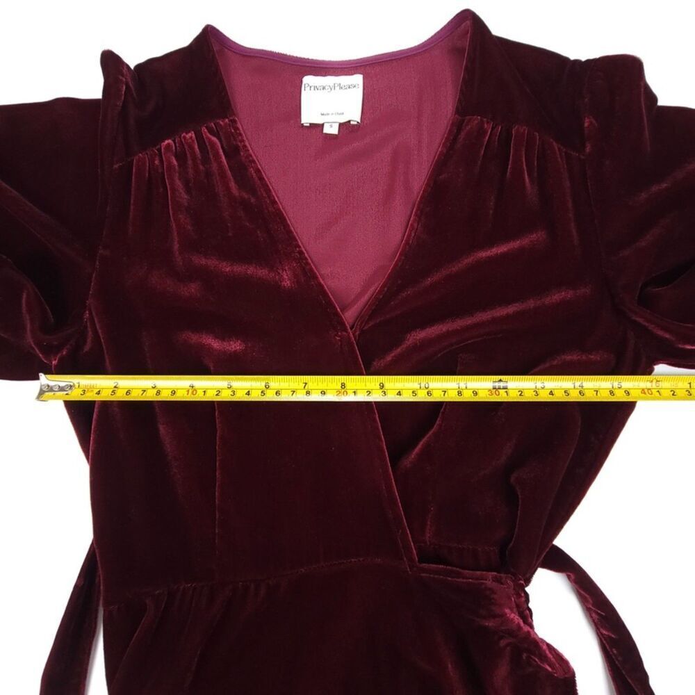 PRIVACY PLEASE Krause Crushed Velvet Maxi Wrap Dress Romantic Burgundy Small - Picture 3 of 7